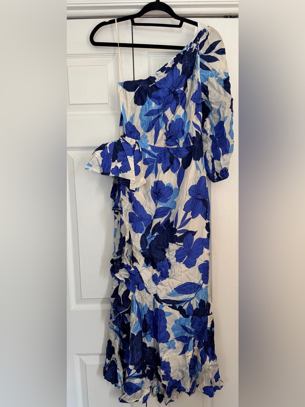 J. Crew One-Shoulder Blue Floral Asymmetrical Dress
